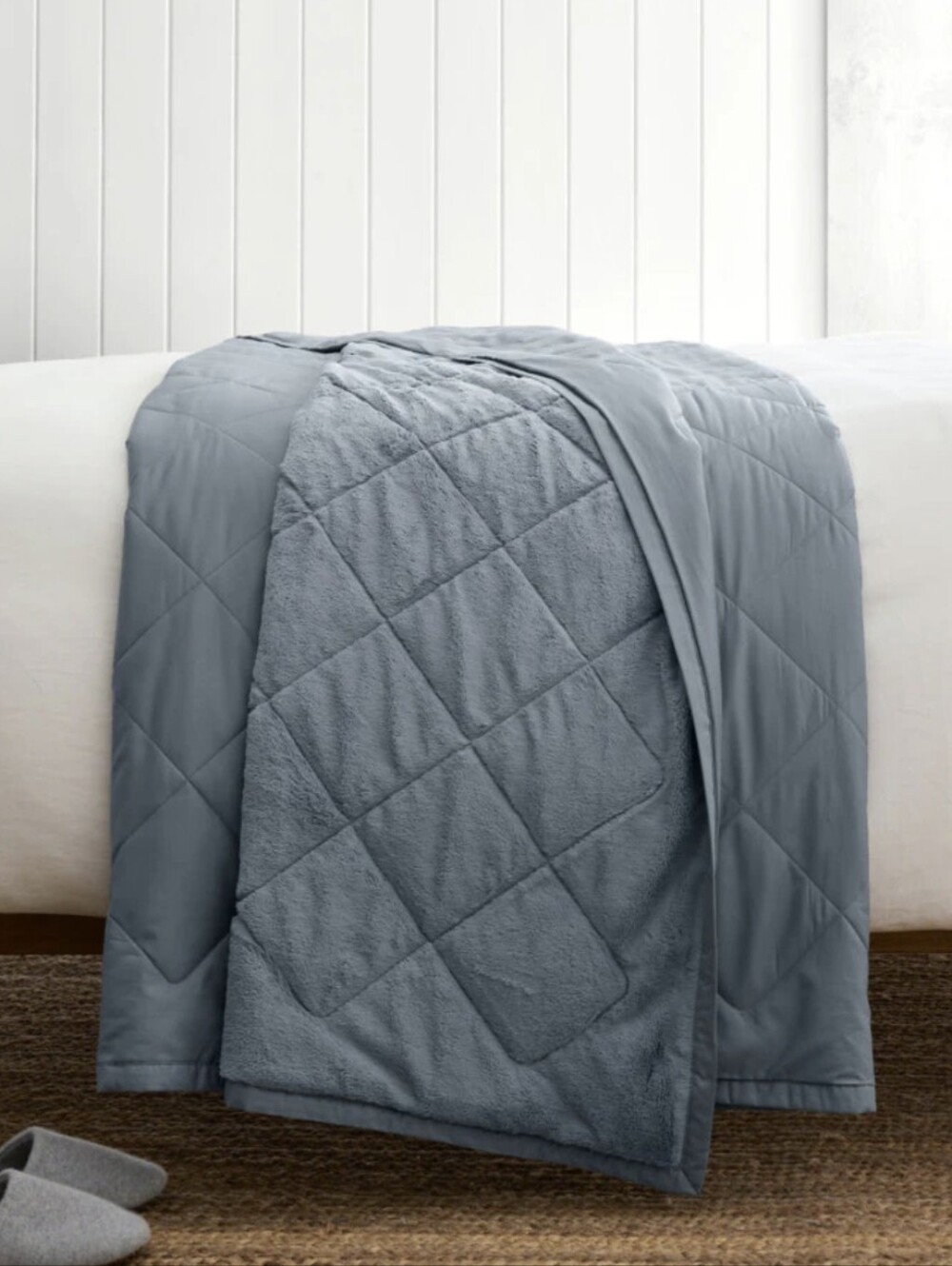 Garnet Hill Plush-Loft Blanket Bluestone Color Throw Size
